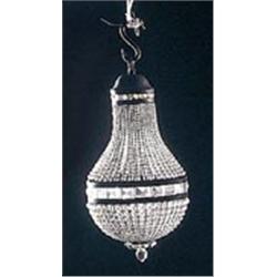 A vase shaped cut glass light fitting with graduated beads, two facetted bands and an ovoid facetted