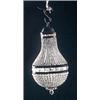 A vase shaped cut glass light fitting with graduated beads, two facetted bands and an ovoid facetted