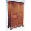 Image 1 : A 19th century mahogany wardrobe, the moulded concave cornice above two triple panelled doors, on br