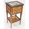 Image 1 : A 19th century French sycamore, kingwood and floral marquetry small table stamped G. DESTER JVE, wit