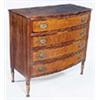 Image 1 : A late George III mahogany bowfronted chest, with four birds eye maple and crossbanded drawers on tu