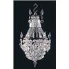 Image 1 : A cut glass basket shaped light fitting with facet cut graduated glass drops and swags and pointed g