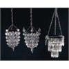 Three cut glass light fittings with graduated drops, one with pointed finials, approximately 26cm hi