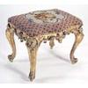 Image 1 : A 19th century gilt wood and gesso stool of serpentine form, with a bead and woolwork  seat, on cabr