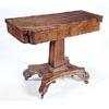 Image 1 : A George IV rosewood and calamander crossbanded card table, the baize lined folding top and frieze w