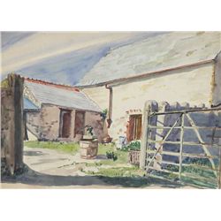 Harry Kernoff RHA (1900-1974) - OUTHOUSES, MORNING SUNLIGHT, NEAR DUBLIN, 1930