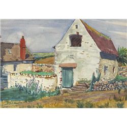 Harry Kernoff RHA (1900-1974) - OLD-BARN ON FOYNES ISLAND, LIMERICK, EIRE, 1930