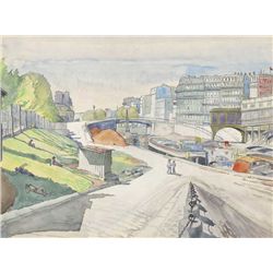Harry Kernoff RHA (1900-1974) - CANAL JEAN-JAURES, PARIS, 1931