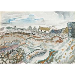 Gerard Dillon (1916-1971) - COTTAGE AND COW