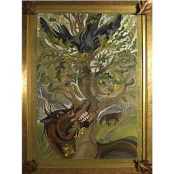 Pauline Bewick RHA (b.1935) - ROOK, OAK AND HORSE (DIPTYCH), 1985