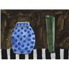 Image 1 : William Crozier HRHA (1930-2011) - STILL LIFE WITH BLUE POLKA DOT VASE AND GREEN FLUTE VASE, 2002