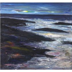 Peter Collis RHA (b.1929) - COASTAL LANDSCAPE BY MOONLIGHT