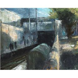 Donald Teskey RHA (b.1956) - TRAIN STATION AT DUN LAOGHAIRE, 2002