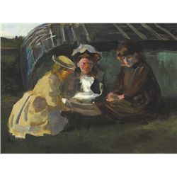 Walter Frederick Osborne RHA ROI (1859-1903) - THREE GIRLS WINDING WOOL, 1887