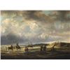 Image 1 : 19th Century Continental School   - 17th CENTURY STYLE SEASCAPE WITH FISHERMEN AND VESSELS, c.1880