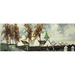 Markey Robinson (1918-1999) - COUNTRY VILLAGE AND CHURCH, AUTUMN