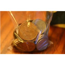 lot of 50 world coins and tokens