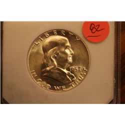 1957 ms65 graded franklin half dollar