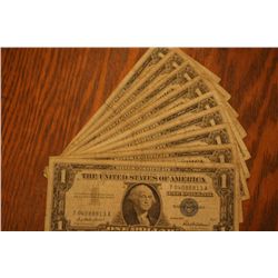 10 one dollar silver certificates