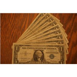 10 one dollar silver certificates