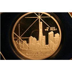 silver freeom tower coin in box