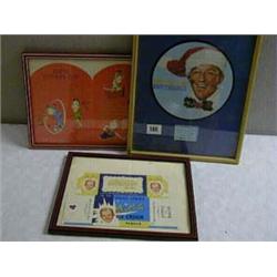 A FRAMED BING CROSBY WHITE CHRISTMAS DISC, "TO JOHN JOYCE FOR METRO RADIO - 1985", TOGETHER WITH A F