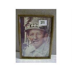 A FRAMED COLOUR PHOTOGRAPH, BING CROSBY FISHING, SIGNED "BEST WISHES BING CROSBY".