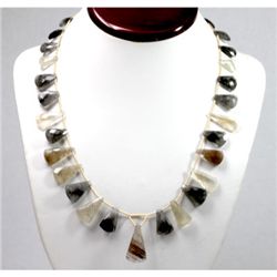 180.01 ctw Smoke Quartz Bead Necklace with brass clasp