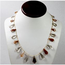 113.38 ctw Natural Smoke Quartz Bead Necklace with brass clasp