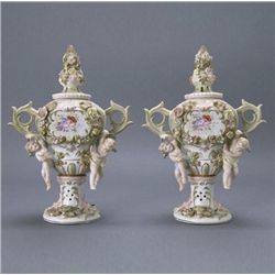 Pair of Japanese Candrea Floral Porcelain Vases