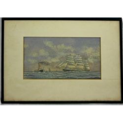 FRAMED WATERCOLOR - SCHOONERS AT SEA