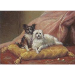 5 x 7 Oil on Board ~Puppies at Play ~