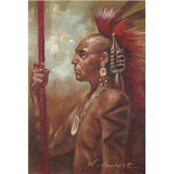 5 x 7 Oil on Board ~Native American Chief~ Signed W. Ha