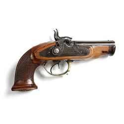 DOUBLE-BARREL PERCUSSION PISTOL ENGRAVED