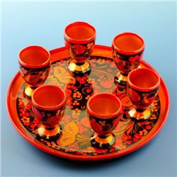 Russian Khohloma Shots with Tray