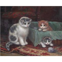 8 X 10 Oil on Board ~Kittens at Play~