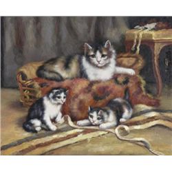 8 X 10 Oil on Board ~Kittens at Play~