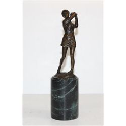 Brilliant Lady Golfer Swinging Bronze Sculpture After