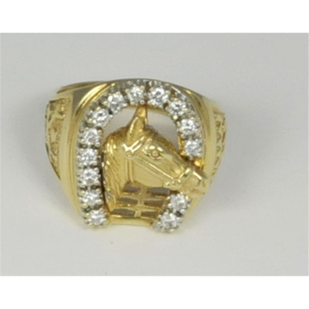 14kt yellow gold & diamond "Horseshoe Horse" ring