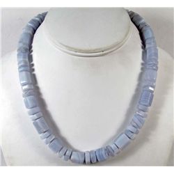 BLUE LACE AGATE NECKLACE W/ STERLING SILVER CLASP
