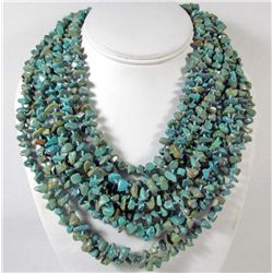 10 STRAND TURQUOISE NECKLACE W/ STERLING SILVER CLASP