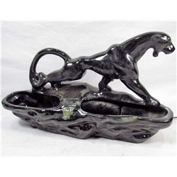 VINTAGE CERAMIC PANTHER TV LAMP / PLANTER