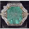 Image 1 : 14K WHITE GOLD LADIES EMERALD AND DIAMOND RING - SIZE 7