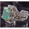 Image 2 : 14K WHITE GOLD LADIES EMERALD AND DIAMOND RING - SIZE 7