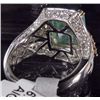 Image 4 : 14K WHITE GOLD LADIES EMERALD AND DIAMOND RING - SIZE 7