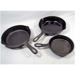 LOT OF 3 WAGNER WARE CAST IRON PANS