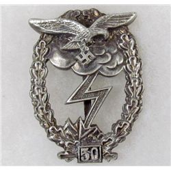 GERMAN NAZI LUFTWAFFE GROUND ASSAULT BADGE - 50 ASSAULTS
