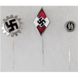 LOT OF 3 GERMAN NAZI ENAMELED STICK PINS
