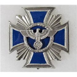 GERMAN NAZI BLUE ENAMEL NSDAP SERVICE CROSS BADGE - 15 YEARS