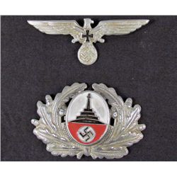 SET OF 2 GERMAN NAZI VISOR HAT BADGES